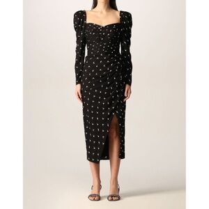Self portrait Elegant Black Dress with White Pattern